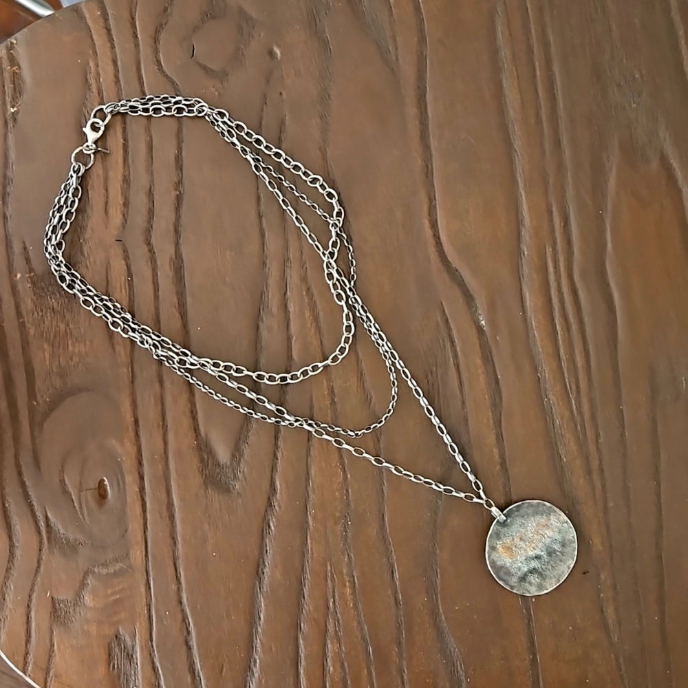 Silpada Hammered Circle Pendant Necklace N1725